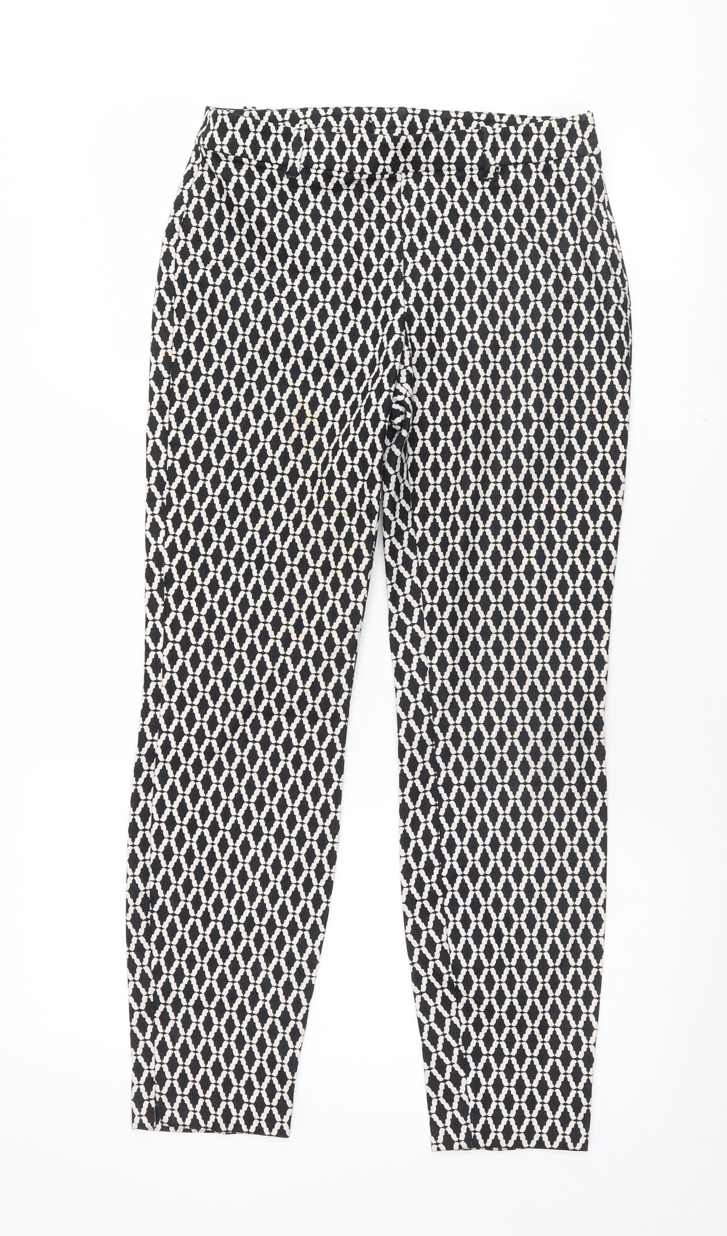 Preworn Womens Black Argyle/Diamond  Trousers  Size 28 L26.5 in