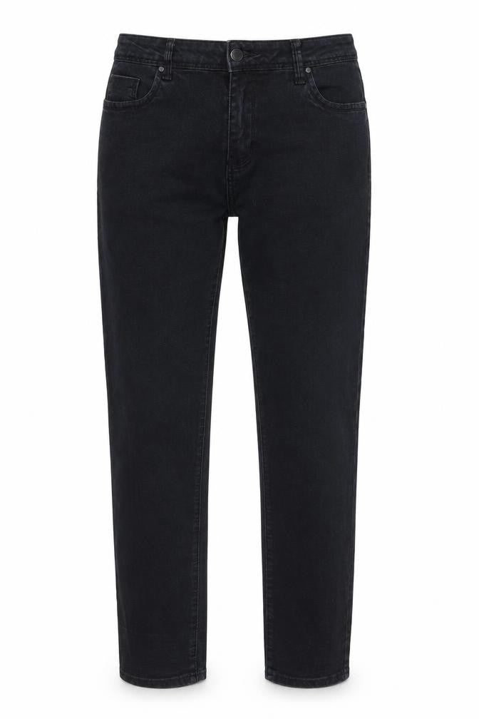 Front view of Denim & Co. women’s black skinny jeans, size UK 14, 26-inch leg