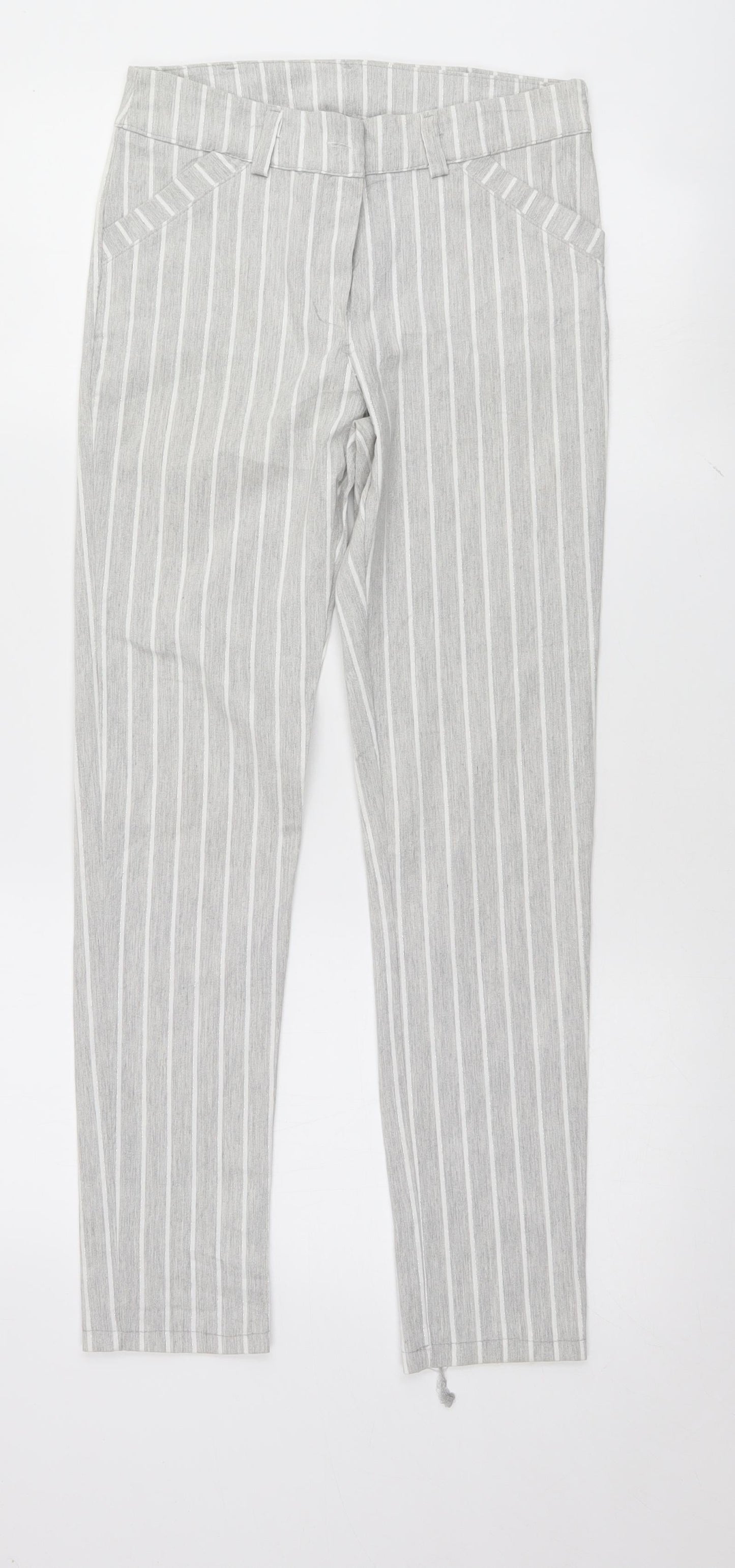 Preworn Womens Grey Striped  Trousers  Size S L27 in