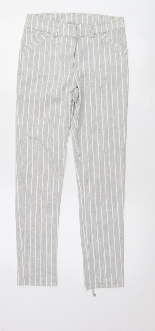 Preworn Womens Grey Striped  Trousers  Size S L27 in