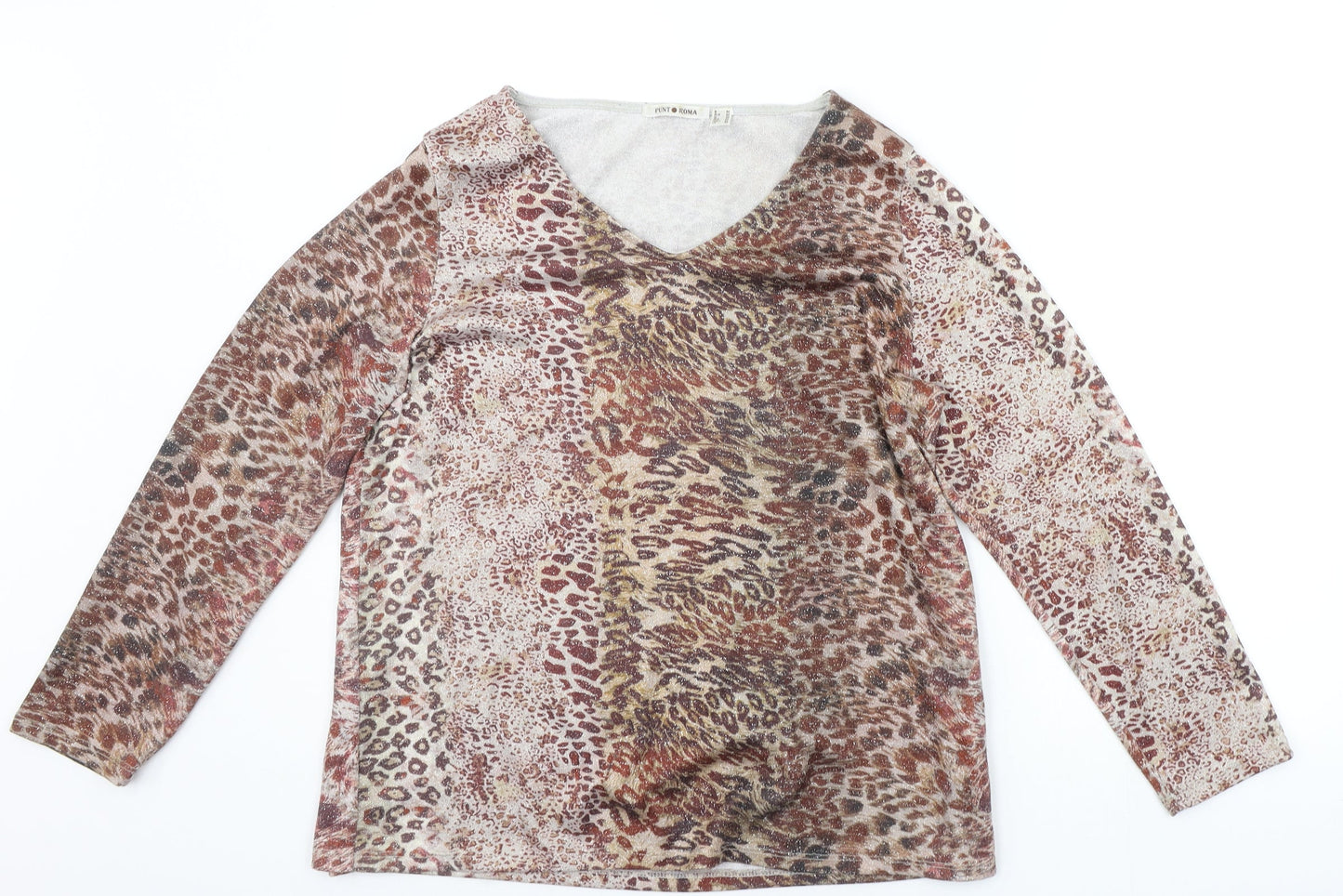 Punt Roma Womens Beige Animal Print  Pullover Jumper Size M
