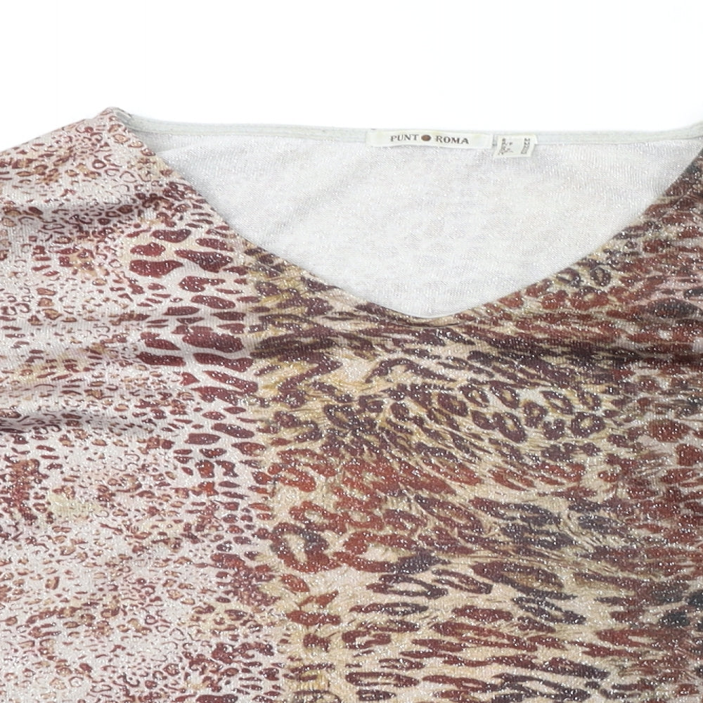 Punt Roma Womens Beige Animal Print  Pullover Jumper Size M