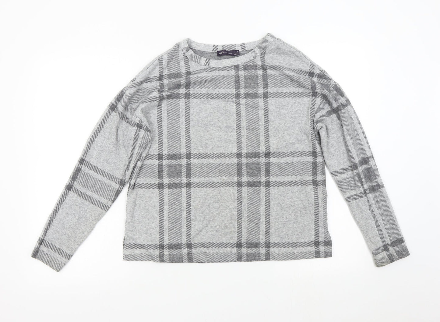 M&S Womens Grey Check  Pullover Jumper Size 10