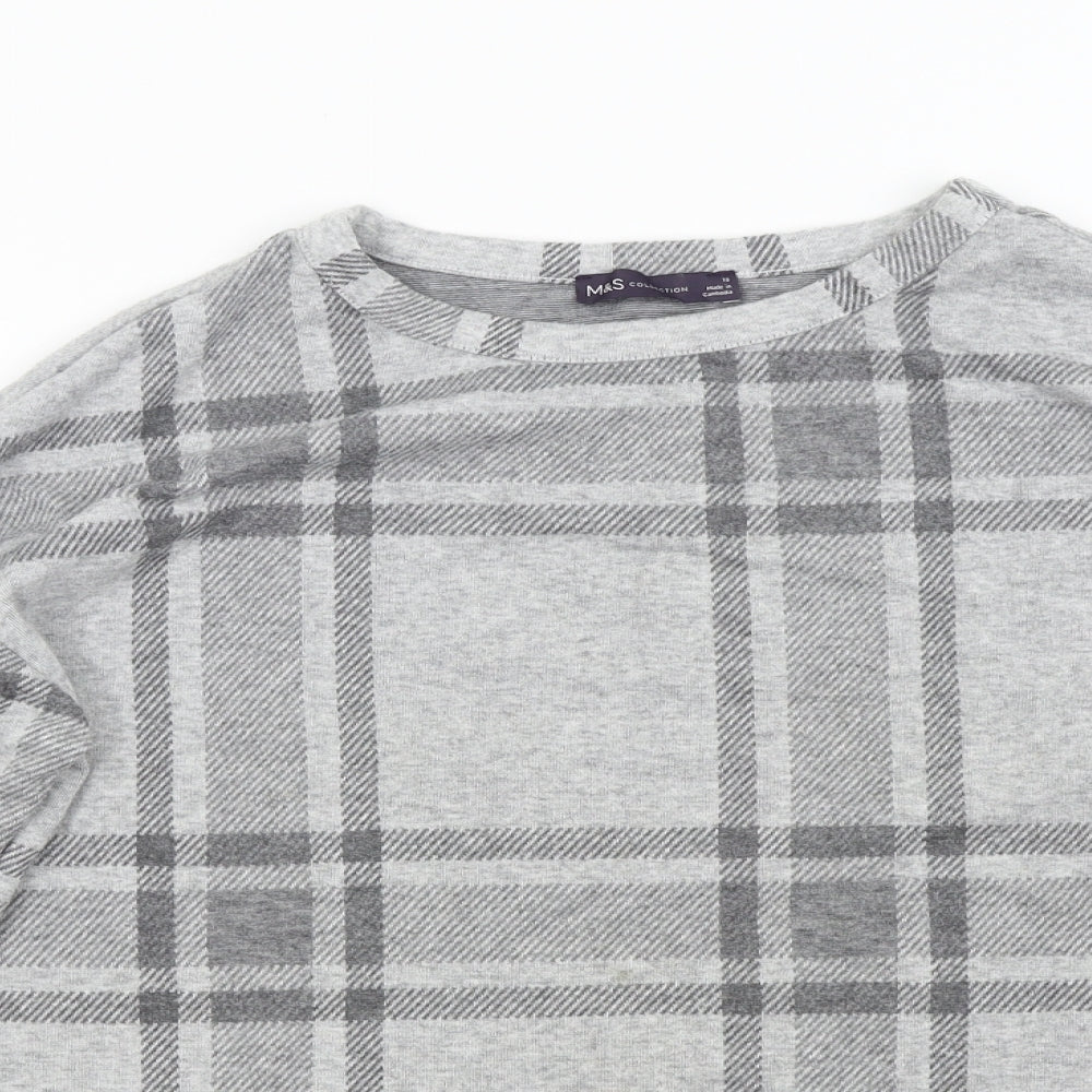 M&S Womens Grey Check  Pullover Jumper Size 10