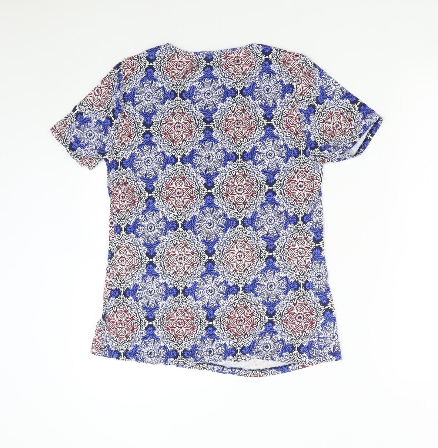 M&S Womens Blue Geometric  Basic T-Shirt Size 8