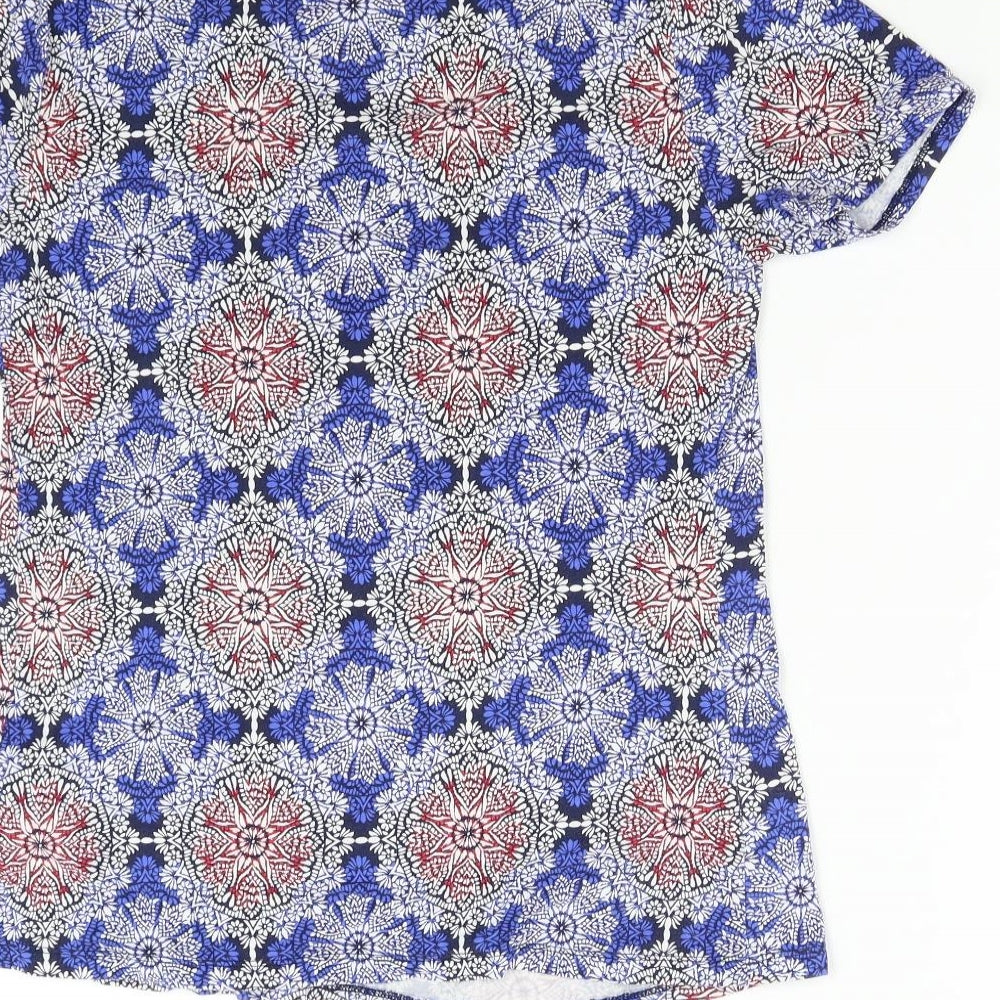M&S Womens Blue Geometric  Basic T-Shirt Size 8