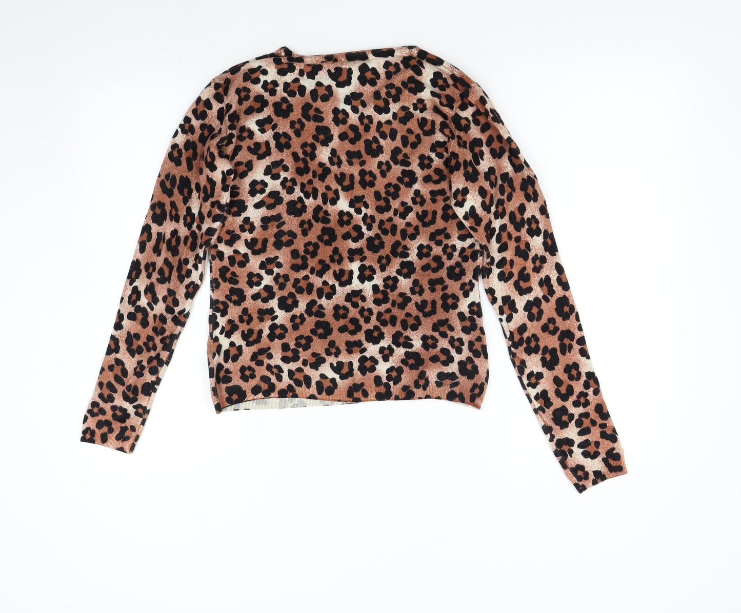 Preworn Womens Brown Animal Print Knit Pullover Jumper Size L