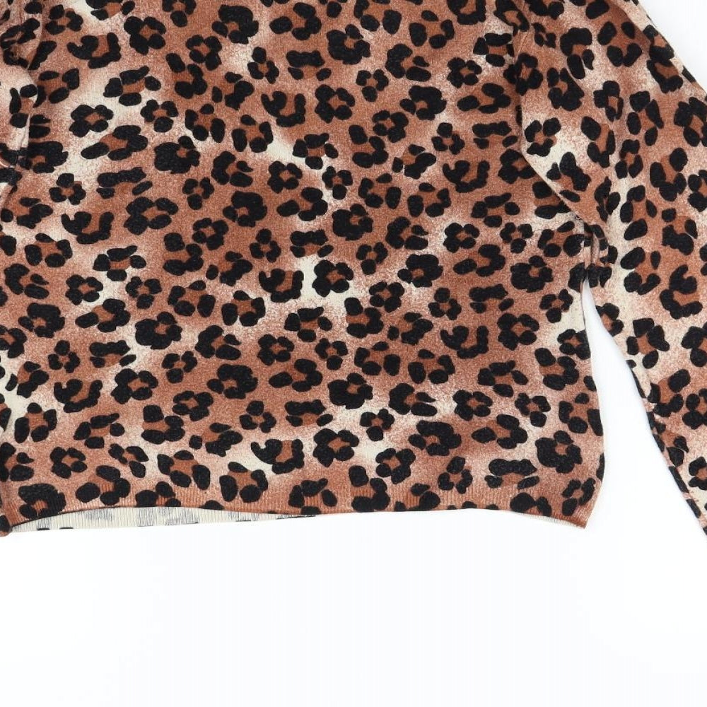 Preworn Womens Brown Animal Print Knit Pullover Jumper Size L