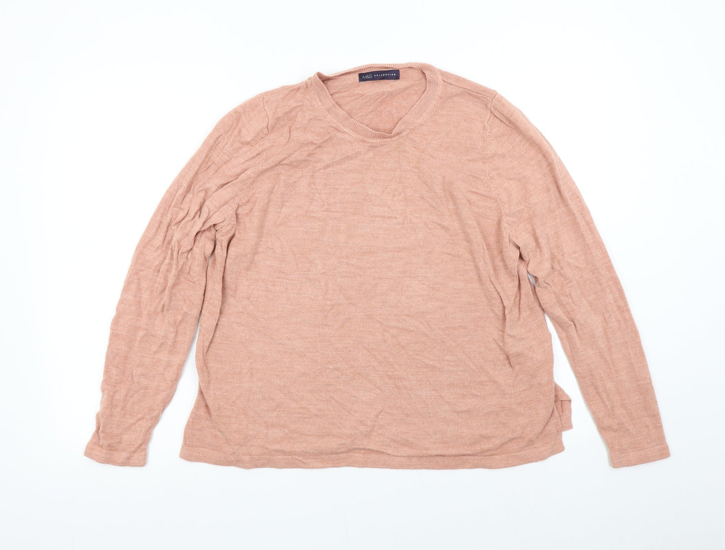 M&S Womens Orange  Knit Pullover Jumper Size 18