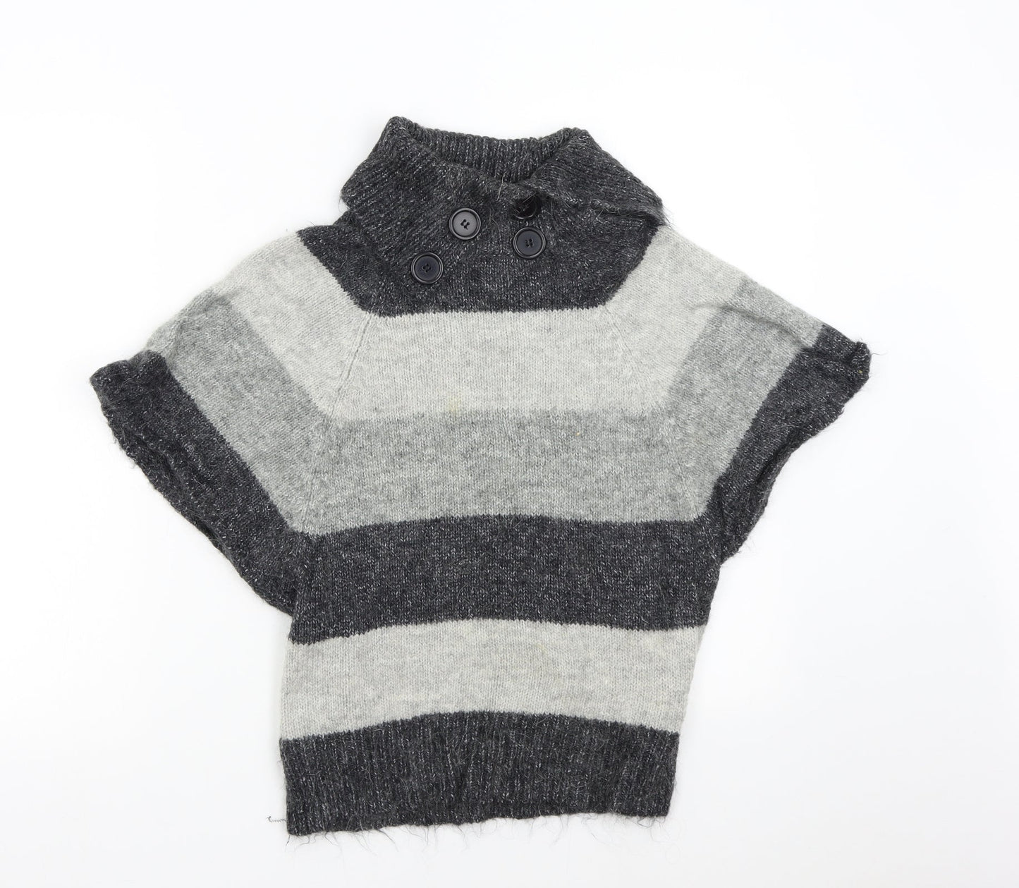 New Look Womens Grey Striped Knit Pullover Jumper Size 10