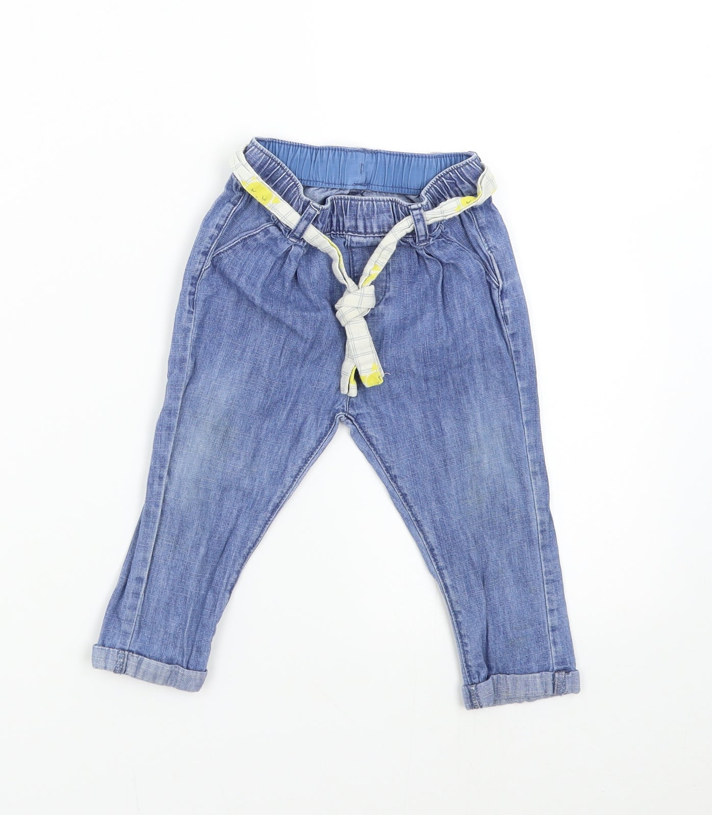 M&S Baby Blue  Denim Sweatpants Jeans Size 9-12 Months