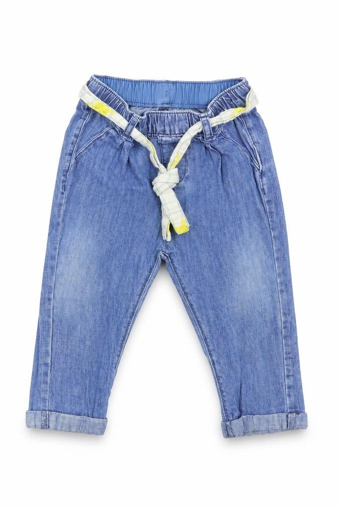 M&S Baby Blue  Denim Sweatpants Jeans Size 9-12 Months