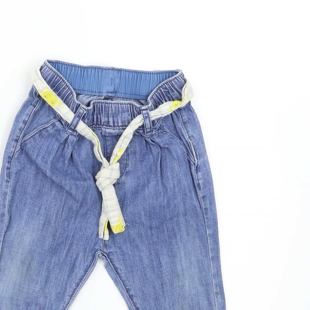 M&S Baby Blue  Denim Sweatpants Jeans Size 9-12 Months
