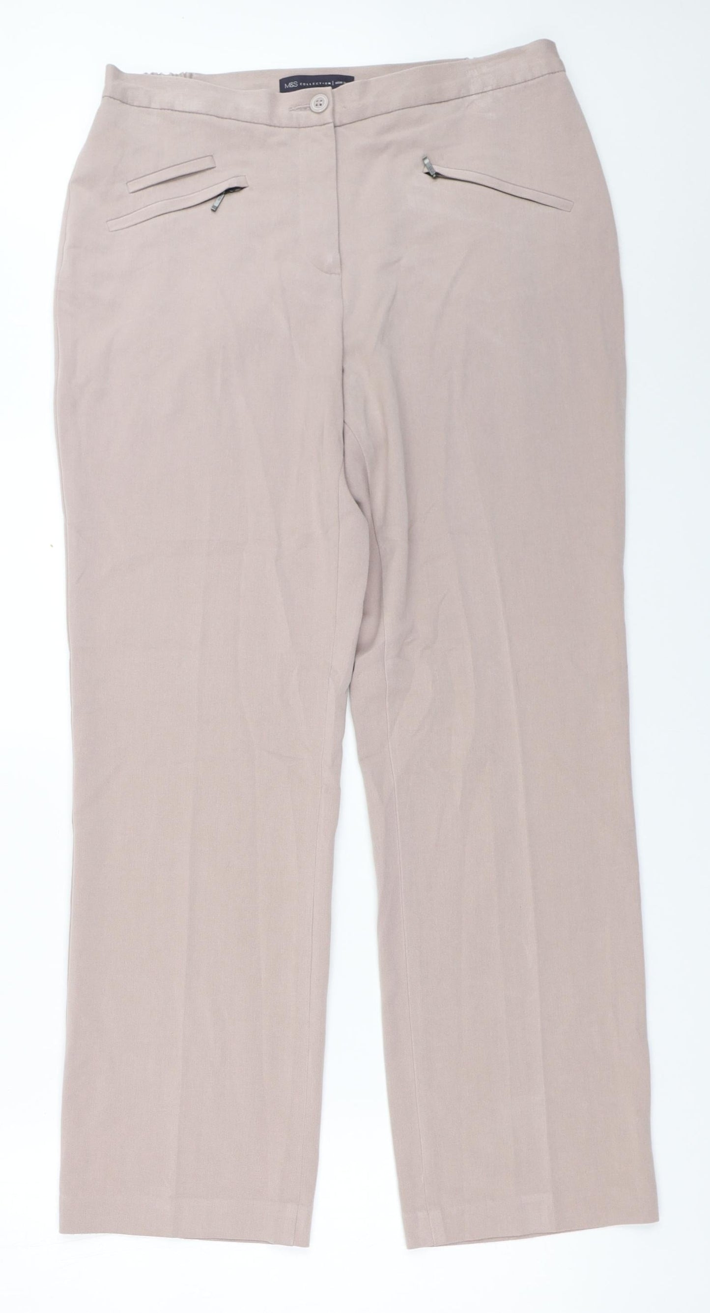 Marks and Spencer Womens Beige   Trousers  Size 10 L28 in