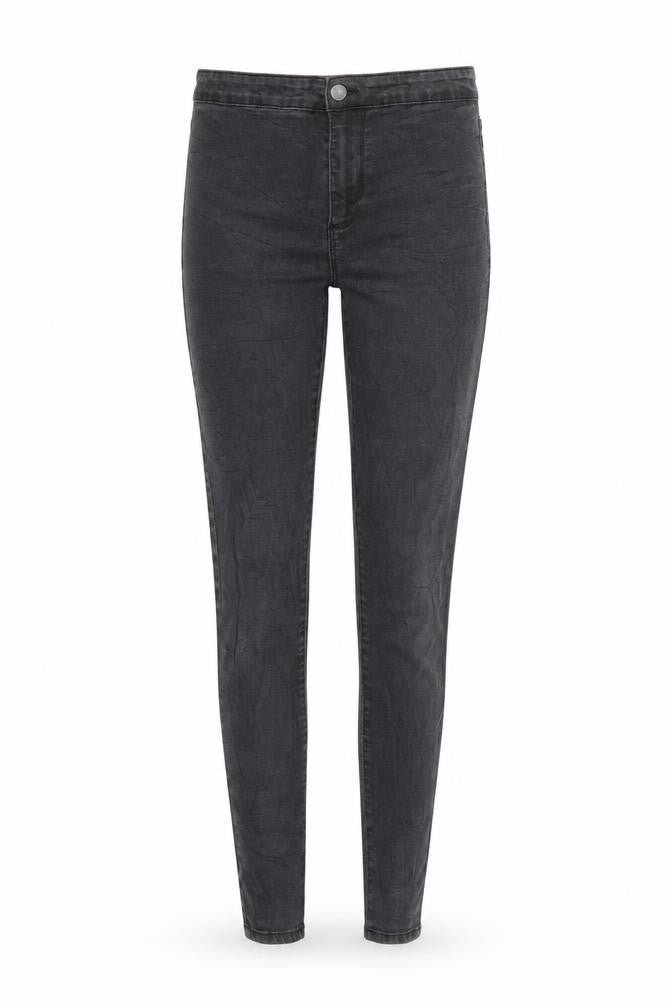 Front view of Denim & Co. women’s black skinny jeans, size UK 12, 26-inch leg