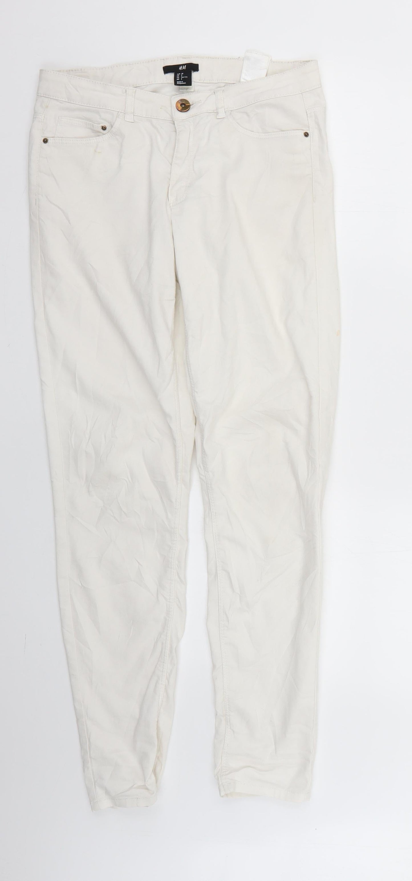 H&M Womens White   Skinny Jeans Size 8 L27 in