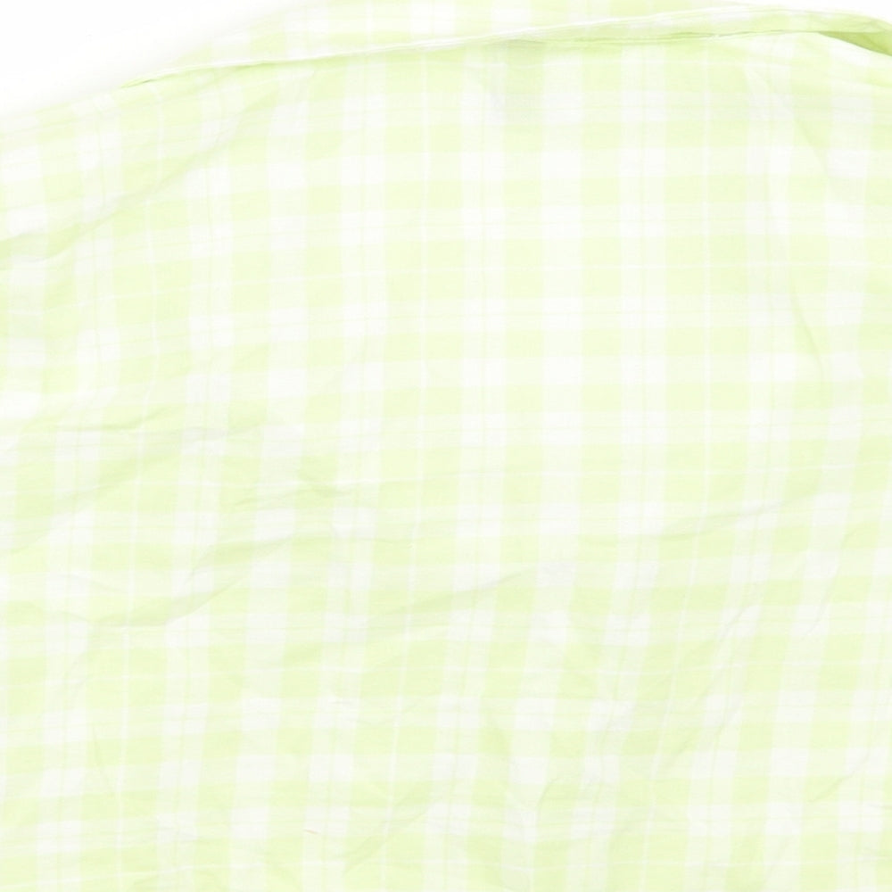 H&M Womens Green Check  Cropped Button-Up Size S