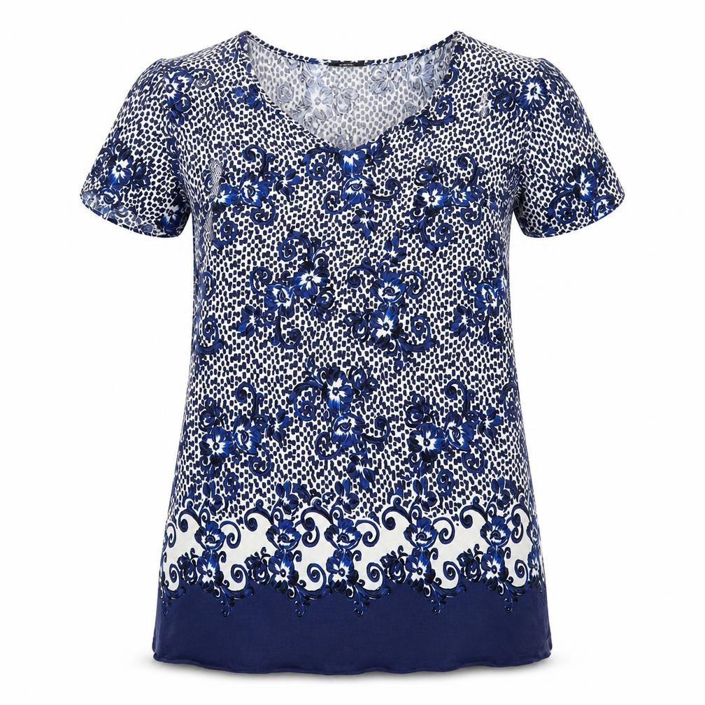 Front view of Papaya women’s blue floral a-line, size UK 12