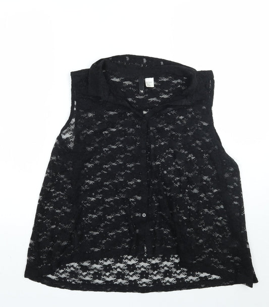 H&M Womens Black   Basic Button-Up Size 16
