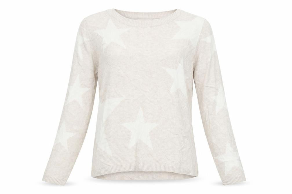 M&S Womens Beige Geometric  Pullover Jumper Size 10