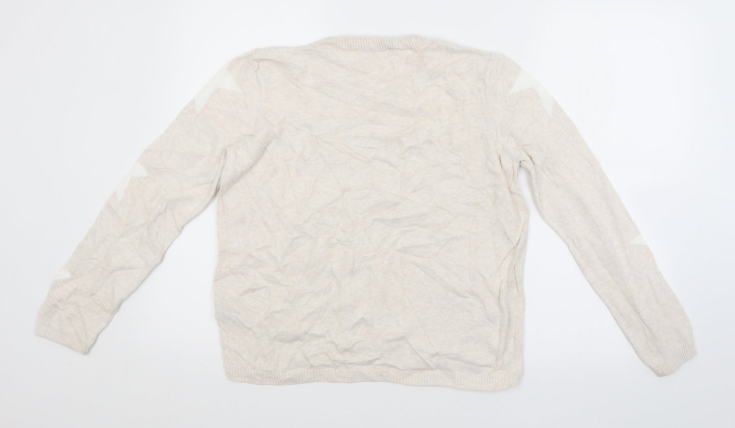 M&S Womens Beige Geometric  Pullover Jumper Size 10