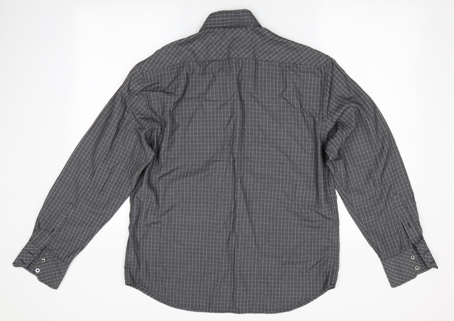 NEXT Mens Grey Check   Button-Up Size M