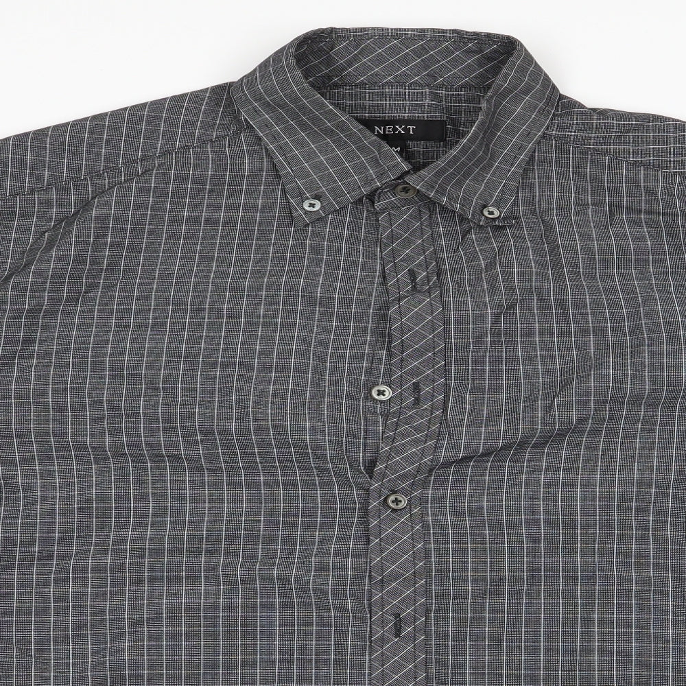 NEXT Mens Grey Check   Button-Up Size M