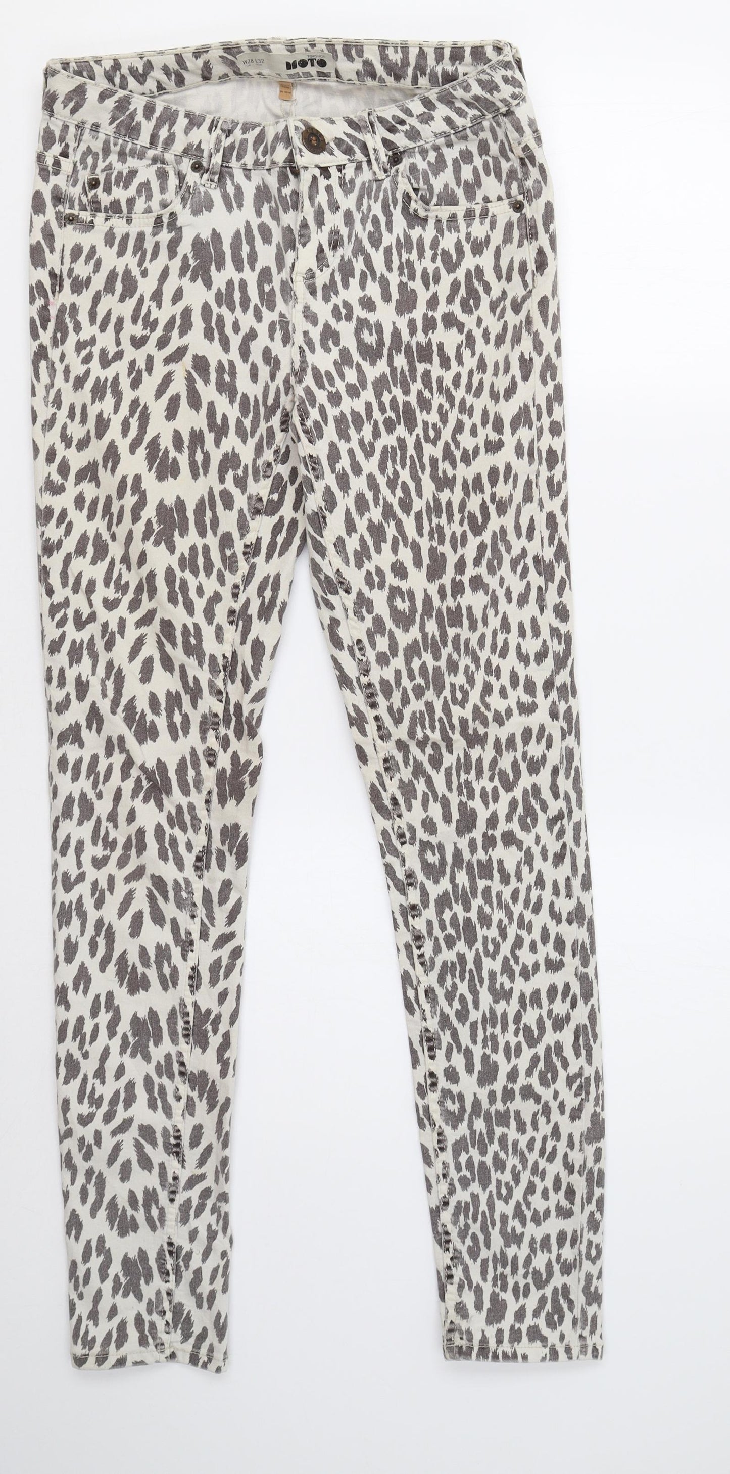 Topshop Womens Beige Animal Print  Trousers  Size 8 L32 in