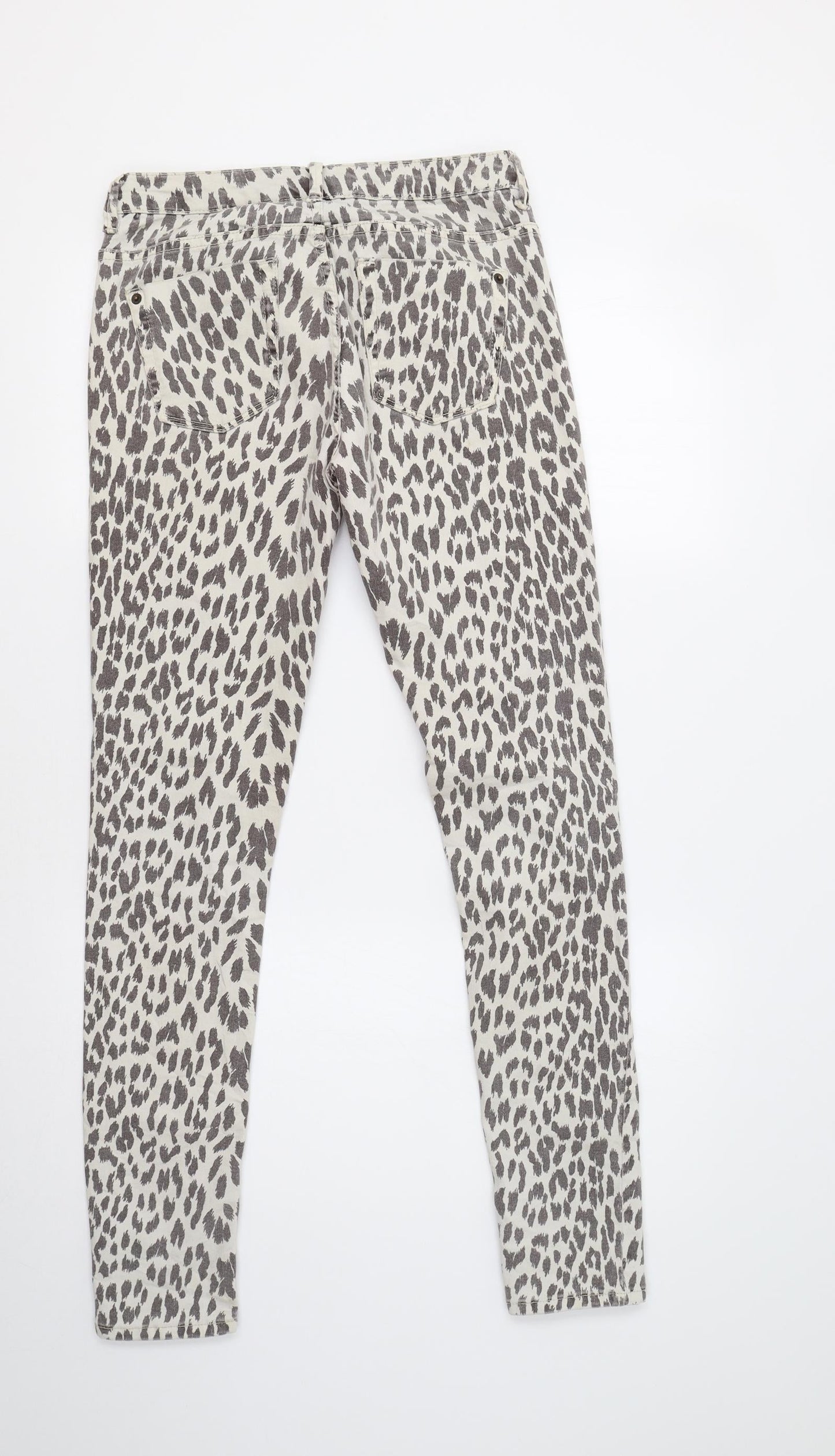 Topshop Womens Beige Animal Print  Trousers  Size 8 L32 in