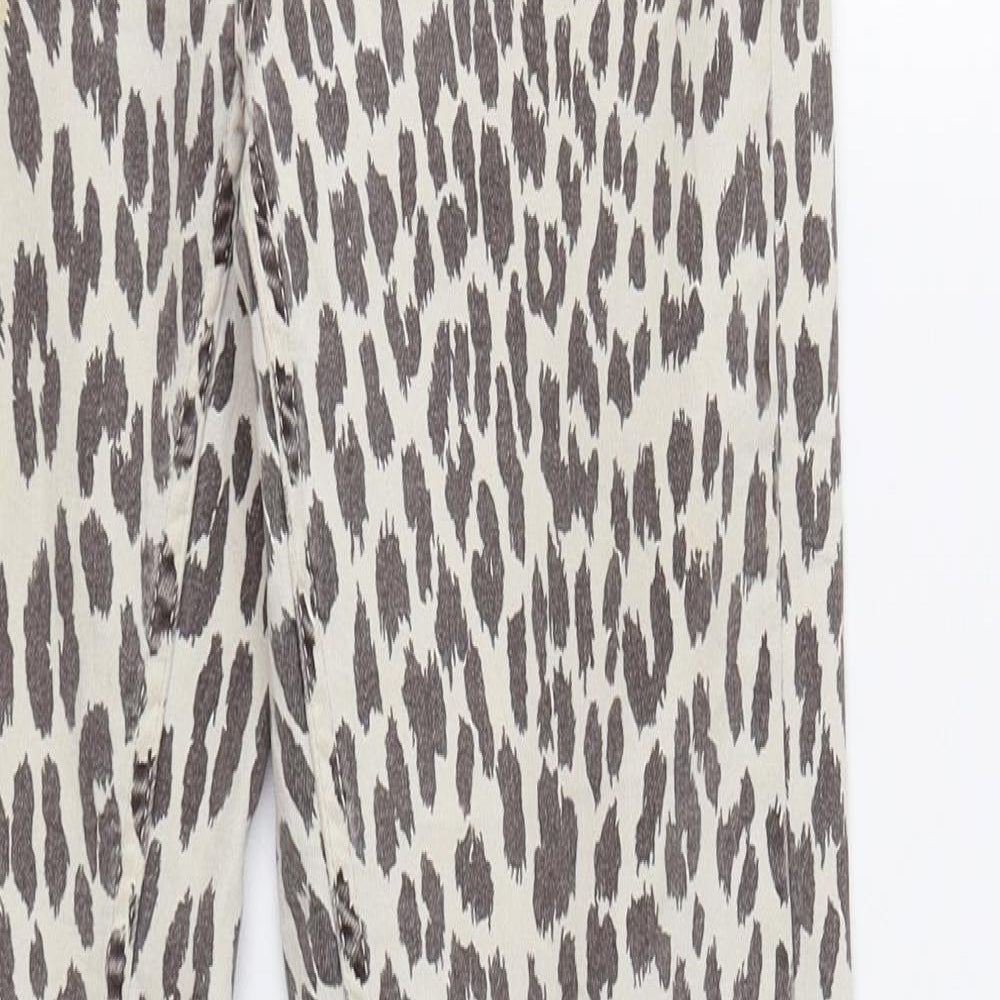 Topshop Womens Beige Animal Print  Trousers  Size 8 L32 in