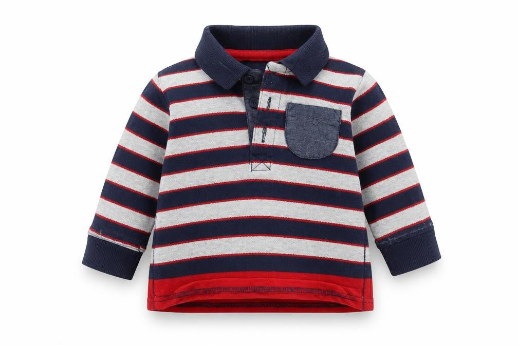 George Baby Grey Striped  Basic Polo Size 3-6 Months