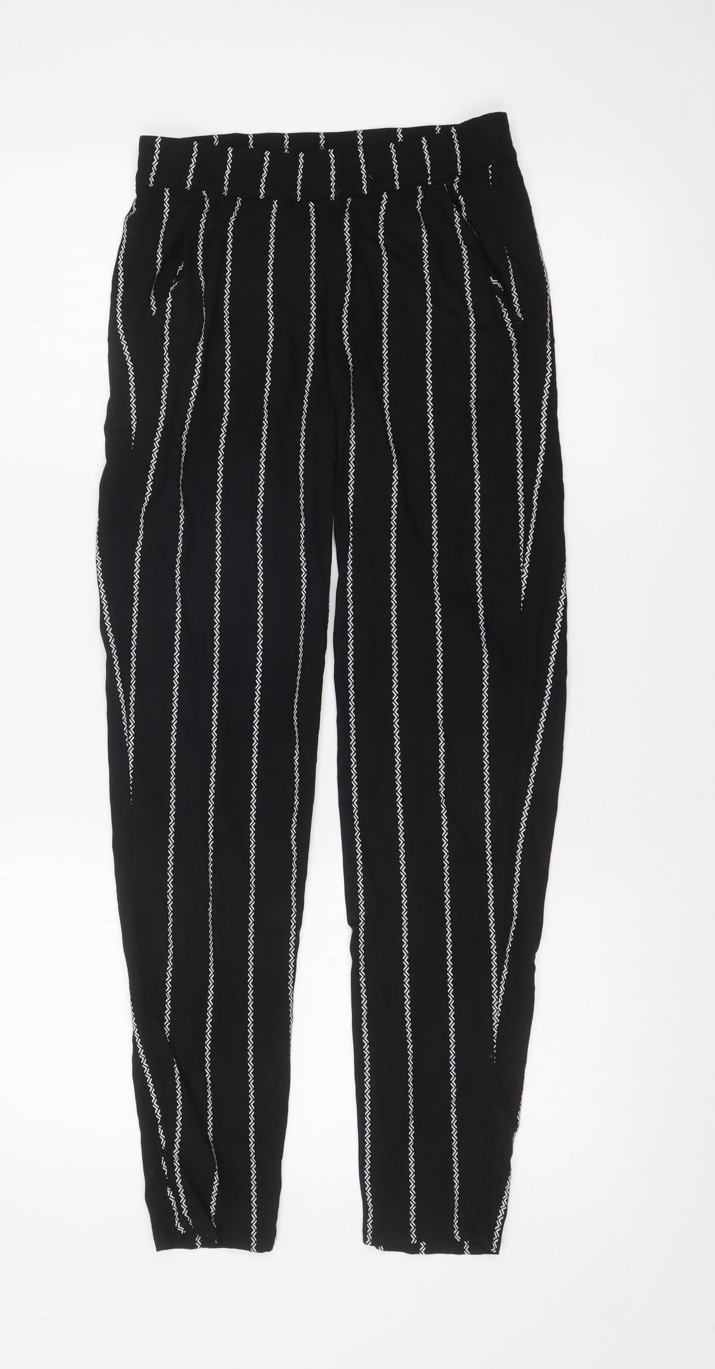 H&M Womens Black Striped  Trousers  Size 4 L28 in