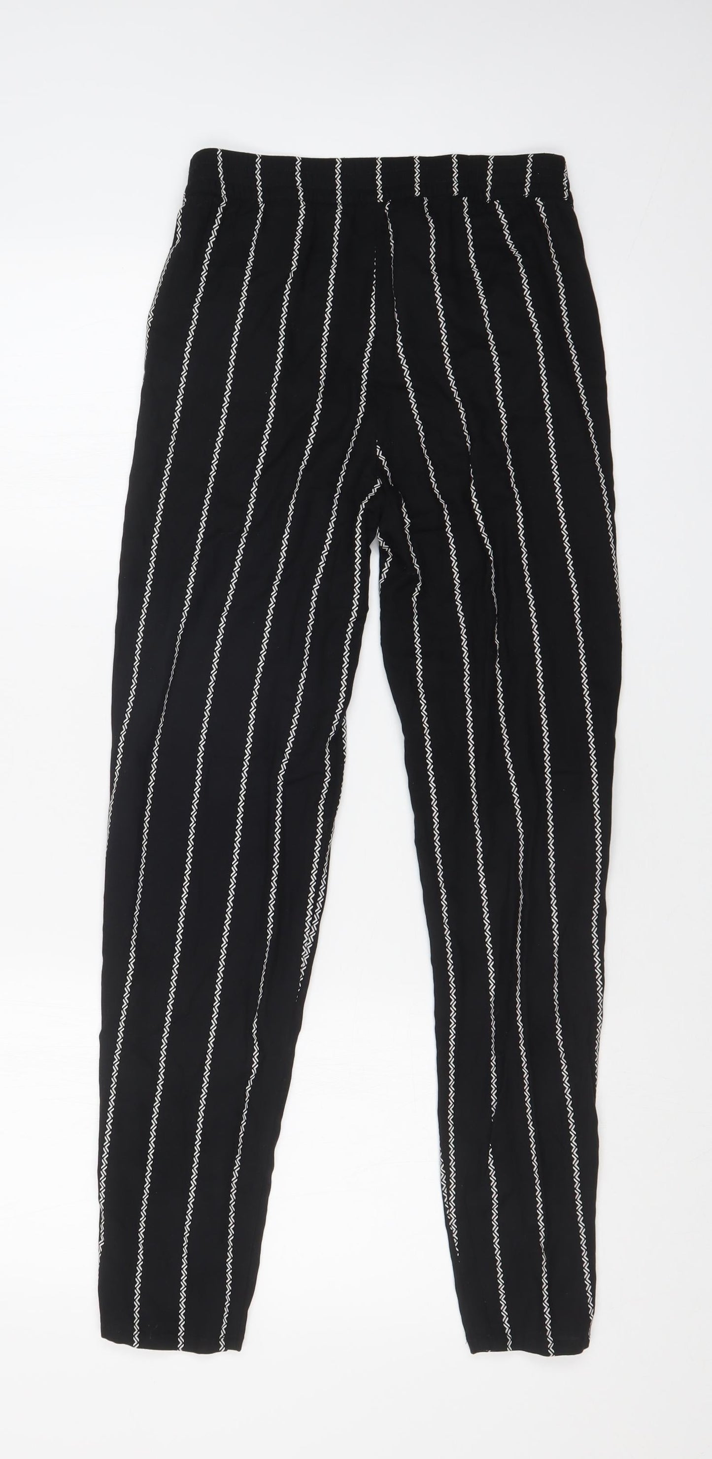 H&M Womens Black Striped  Trousers  Size 4 L28 in