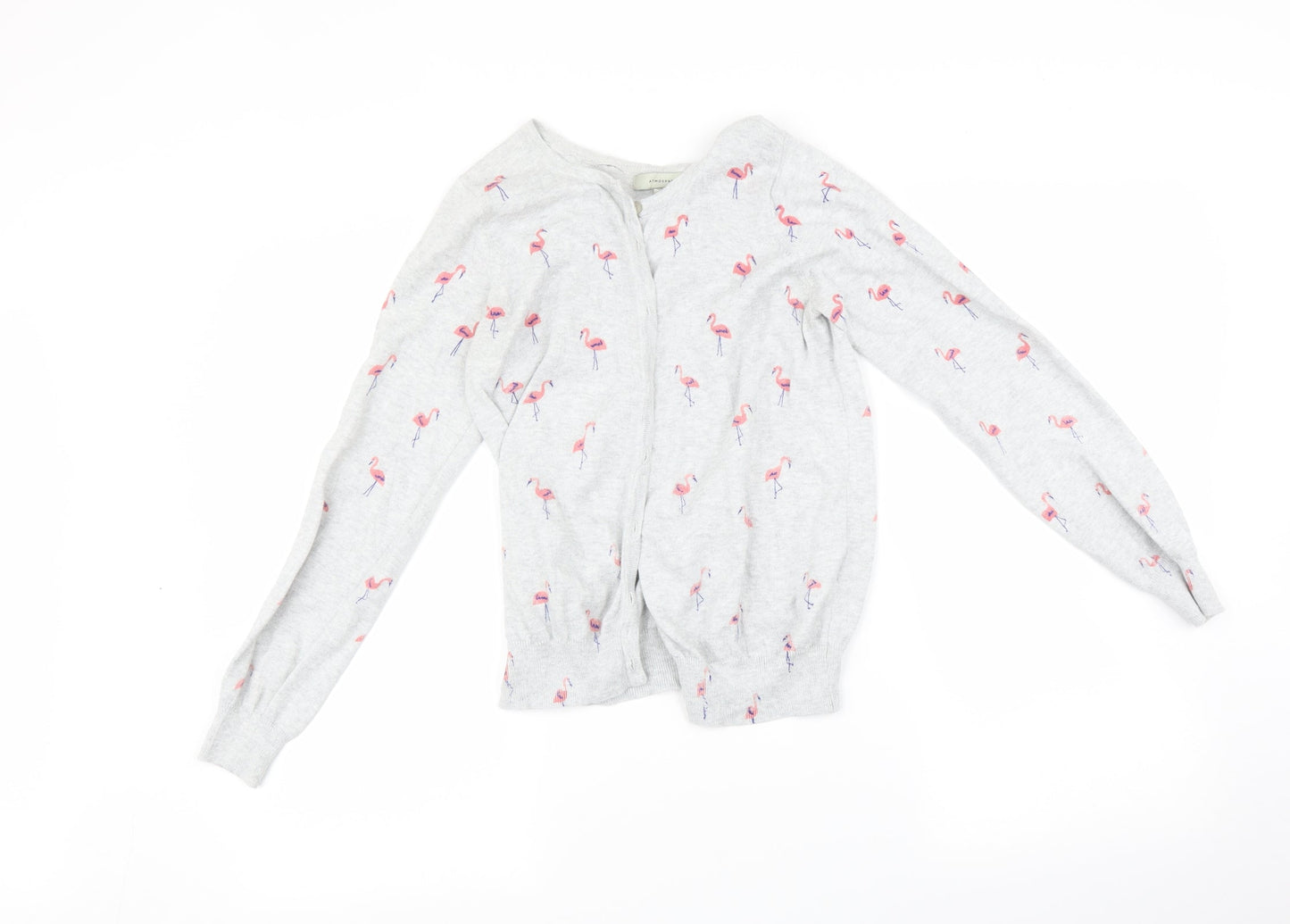 Atmosphere Womens Grey   Cardigan Jumper Size 10  - Flamingo print