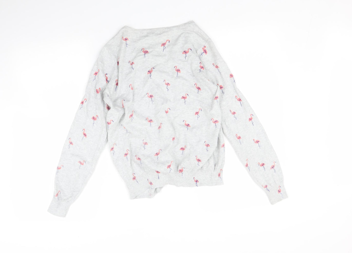 Atmosphere Womens Grey   Cardigan Jumper Size 10  - Flamingo print