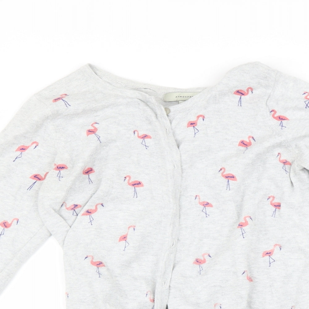 Atmosphere Womens Grey   Cardigan Jumper Size 10  - Flamingo print