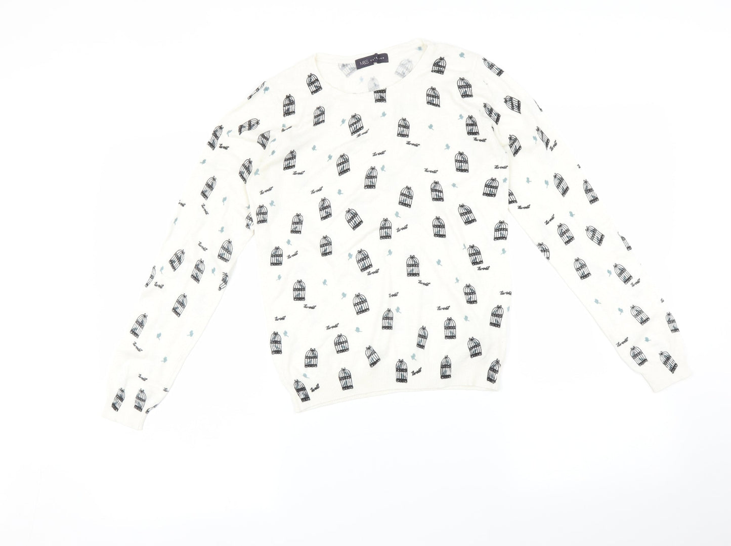 Marks and Spencer Womens White   Pullover Jumper Size 8