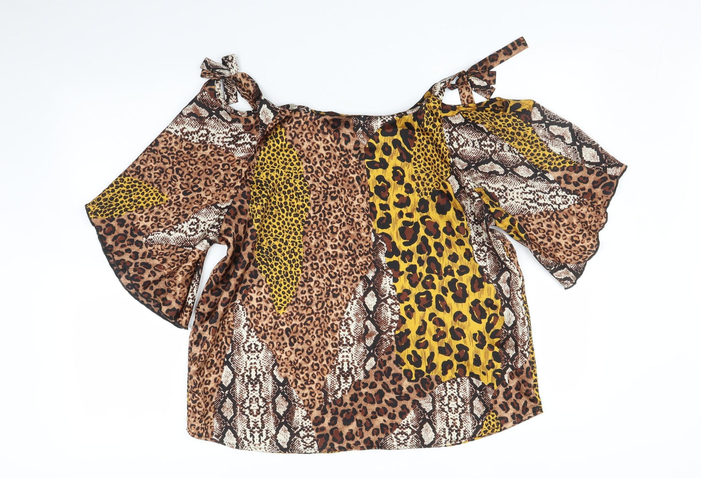 Quiz Womens Brown Animal Print  Basic Blouse Size 14