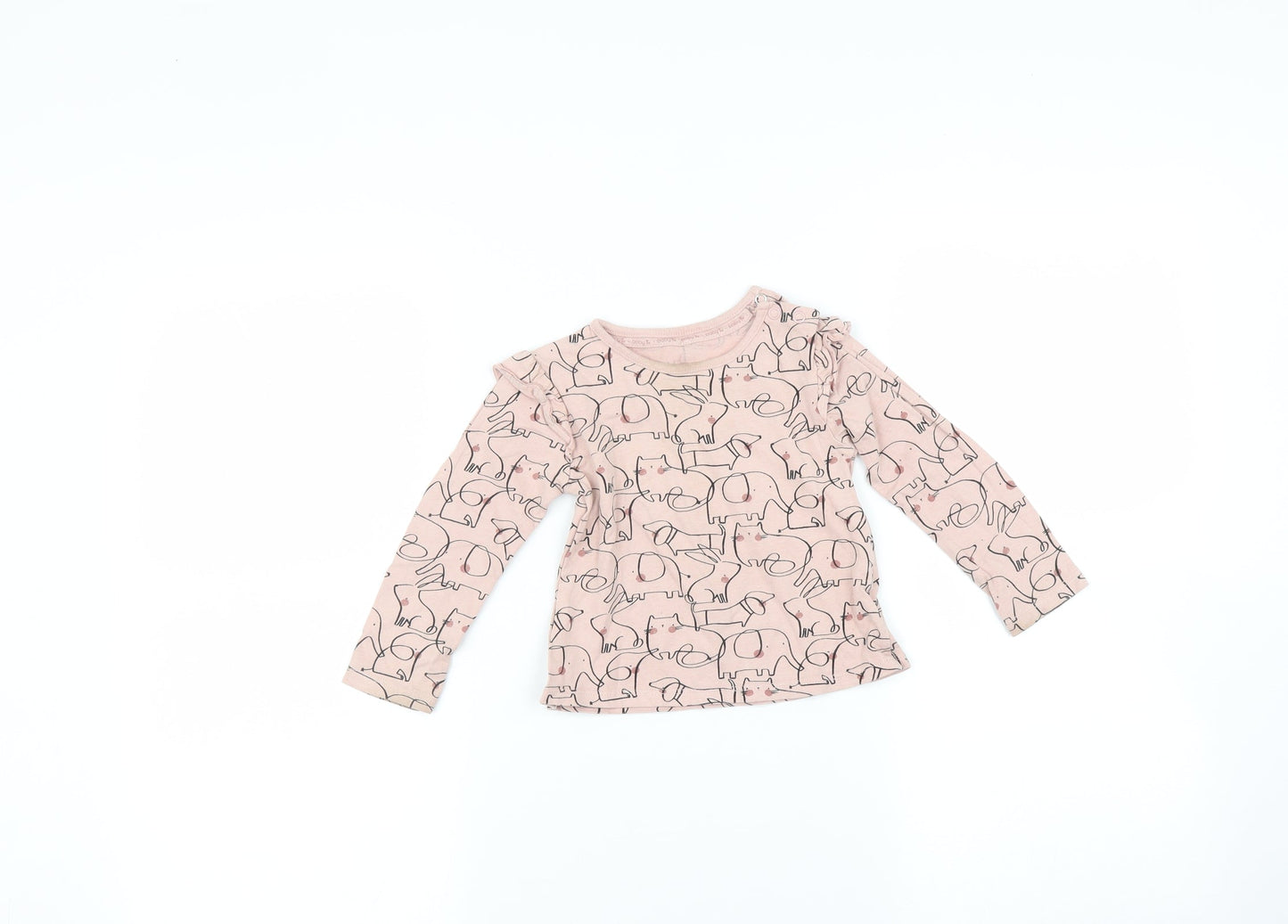 TU Baby Pink Animal Print  Basic T-Shirt Size 12-18 Months