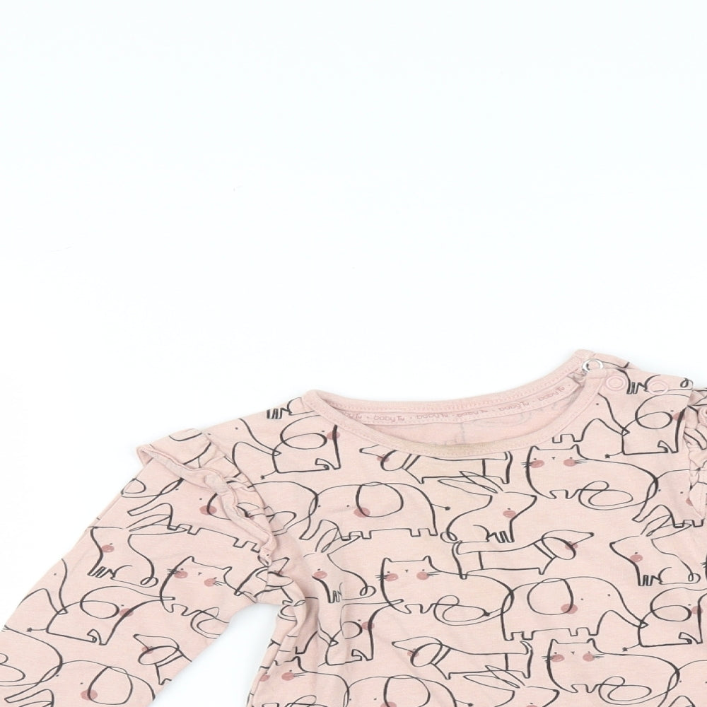 TU Baby Pink Animal Print  Basic T-Shirt Size 12-18 Months