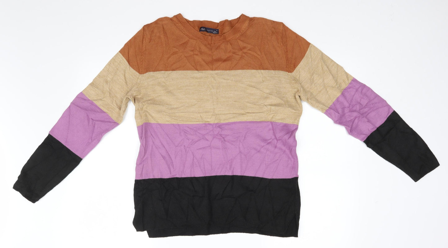 Marks and Spencer Womens Multicoloured Striped  Pullover Jumper Size 10