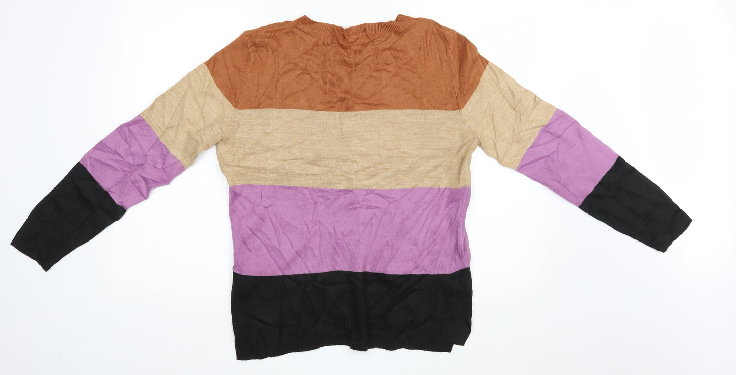 Marks and Spencer Womens Multicoloured Striped  Pullover Jumper Size 10