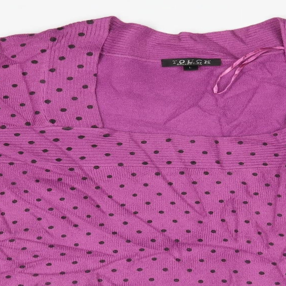 Touch Womens Pink Polka Dot  Pullover Jumper Size L