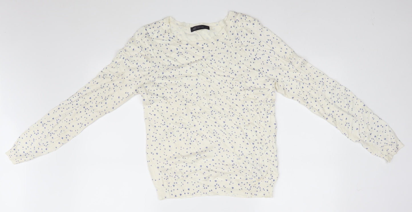 Marks and Spencer Womens White   Pullover Jumper Size 10  - Hearts