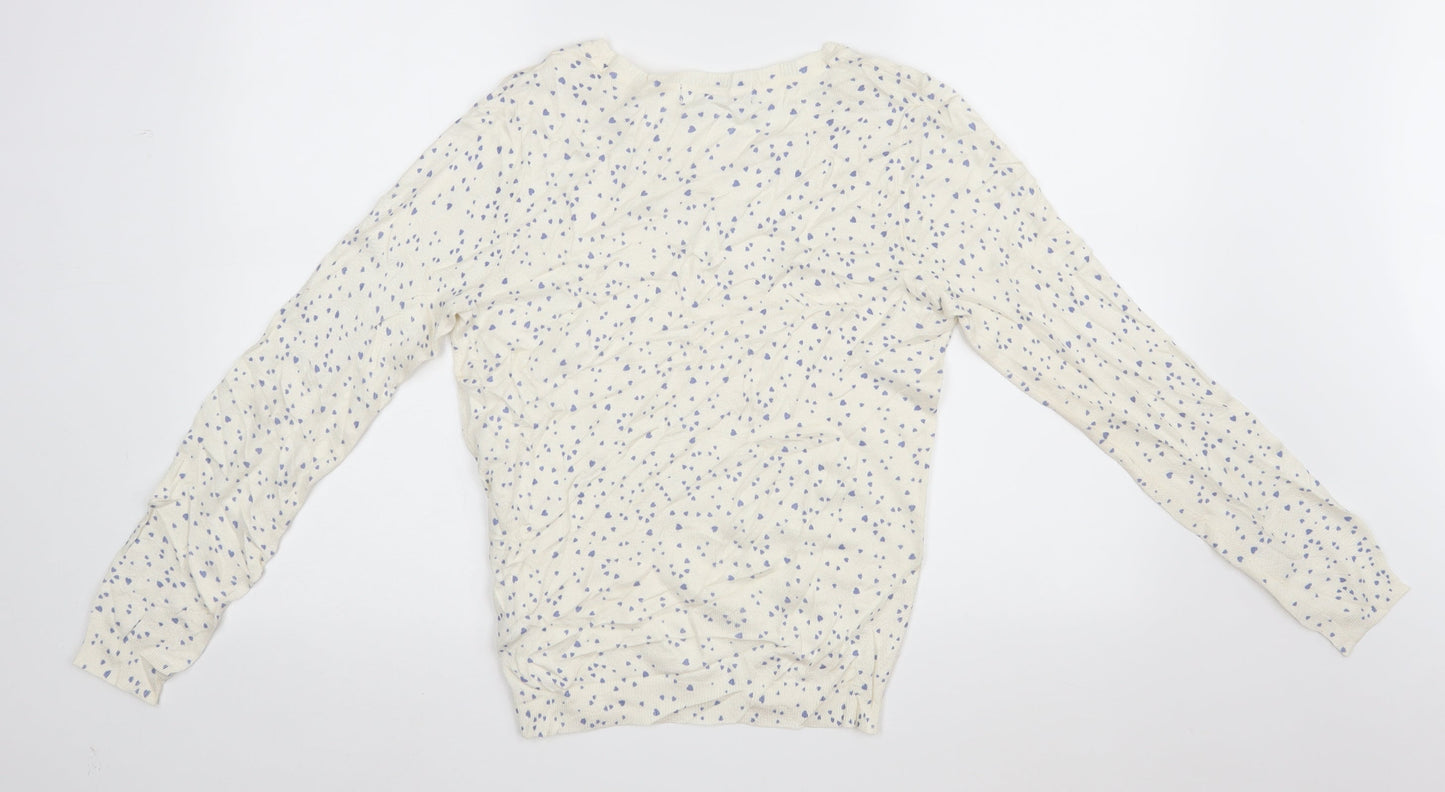 Marks and Spencer Womens White   Pullover Jumper Size 10  - Hearts