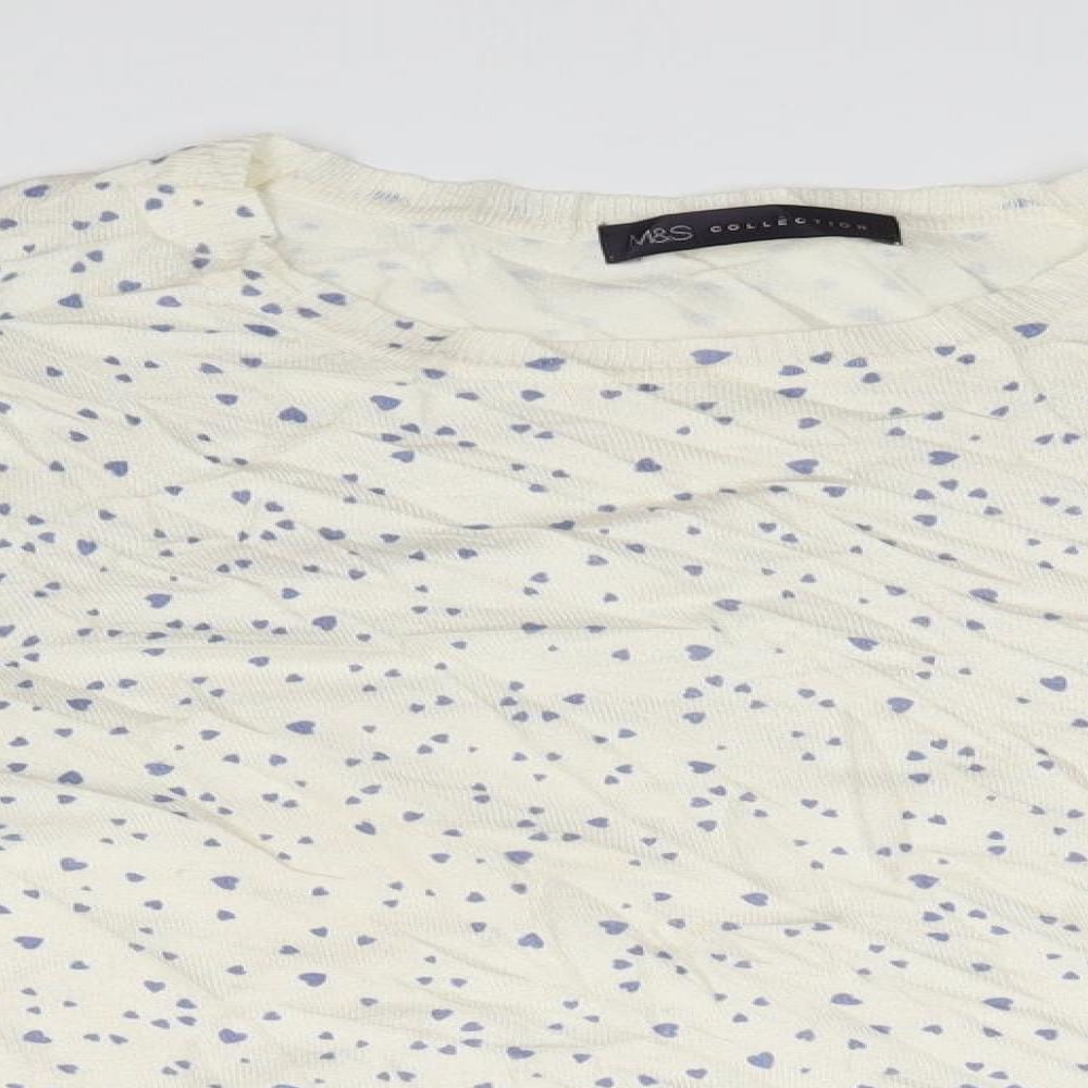 Marks and Spencer Womens White   Pullover Jumper Size 10  - Hearts