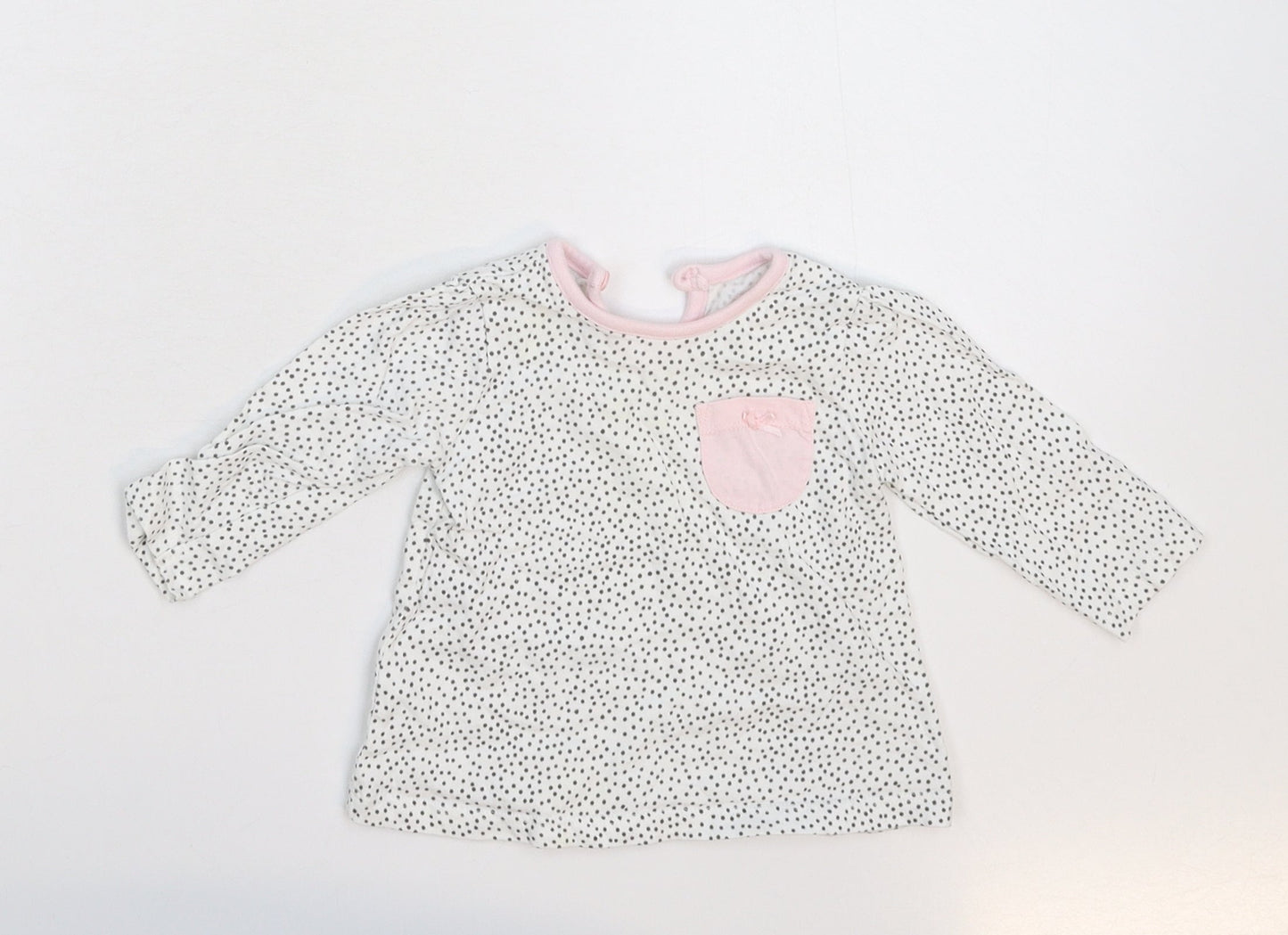 George Girls White Spotted  Basic T-Shirt Size 3-6 Months
