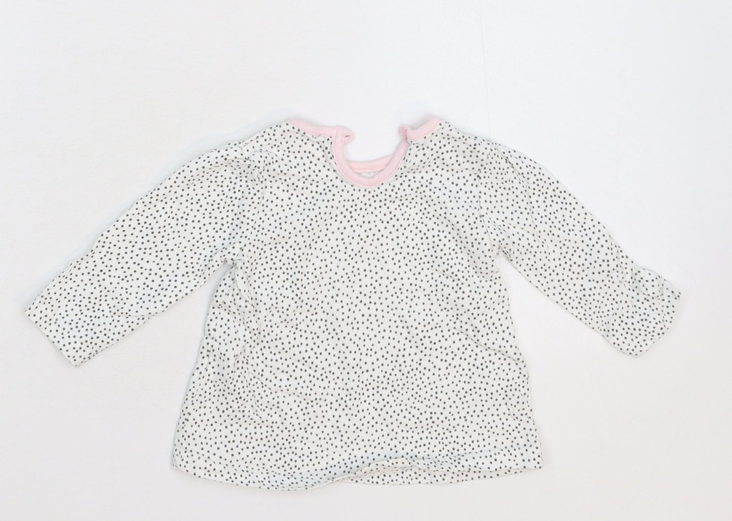 George Girls White Spotted  Basic T-Shirt Size 3-6 Months