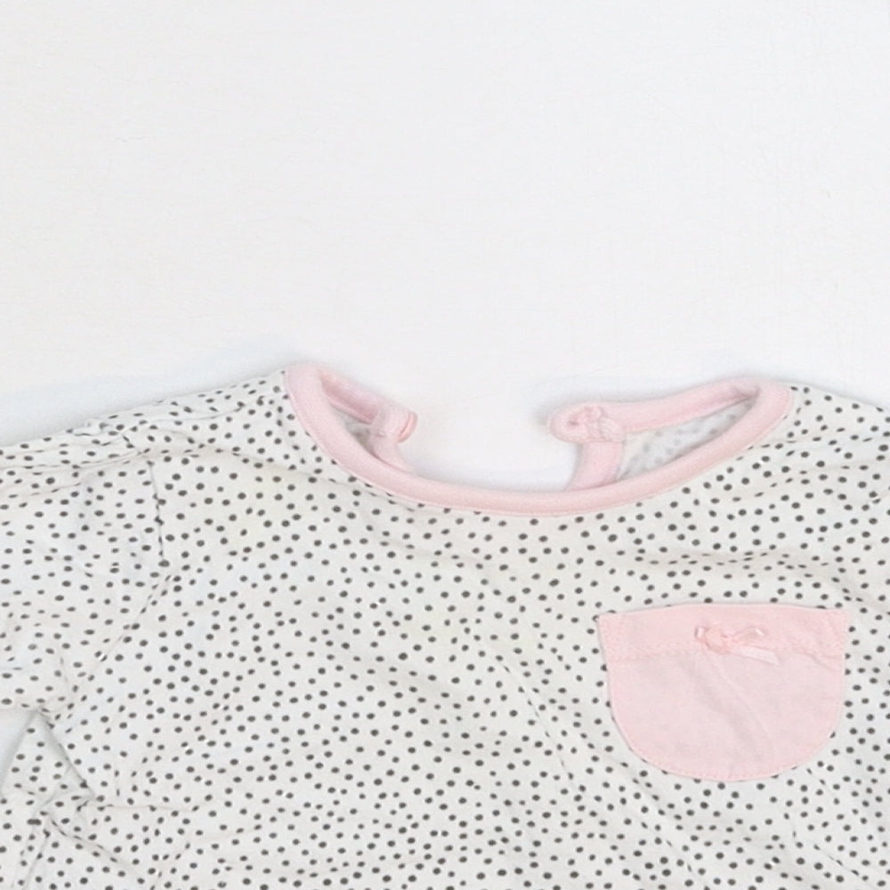 George Girls White Spotted  Basic T-Shirt Size 3-6 Months