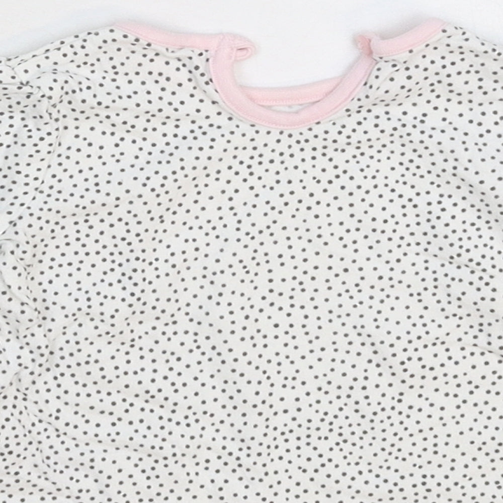 George Girls White Spotted  Basic T-Shirt Size 3-6 Months